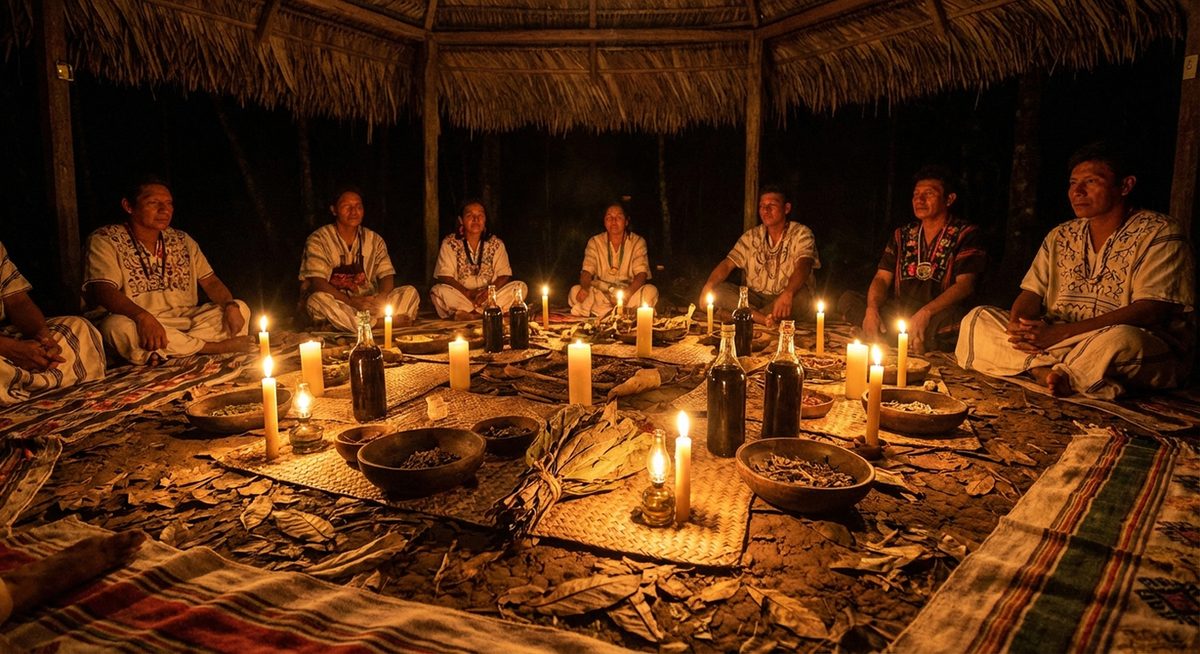 Traditional Amazonian ceremony setting