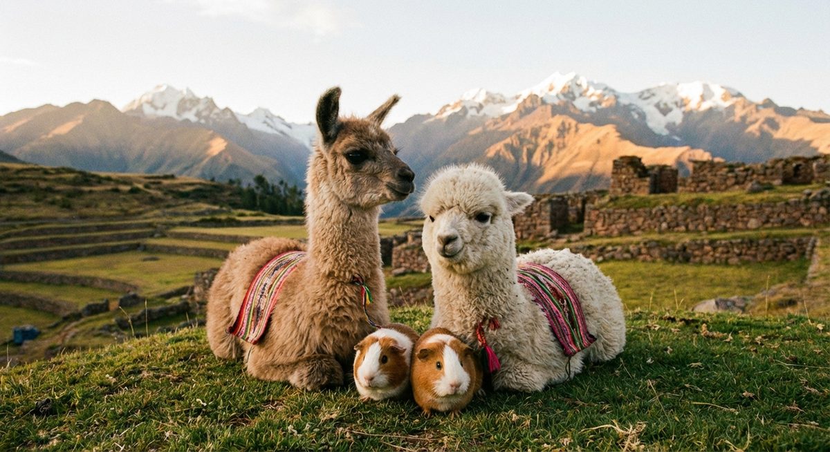 Cute Peruvian animals including llamas and alpacas