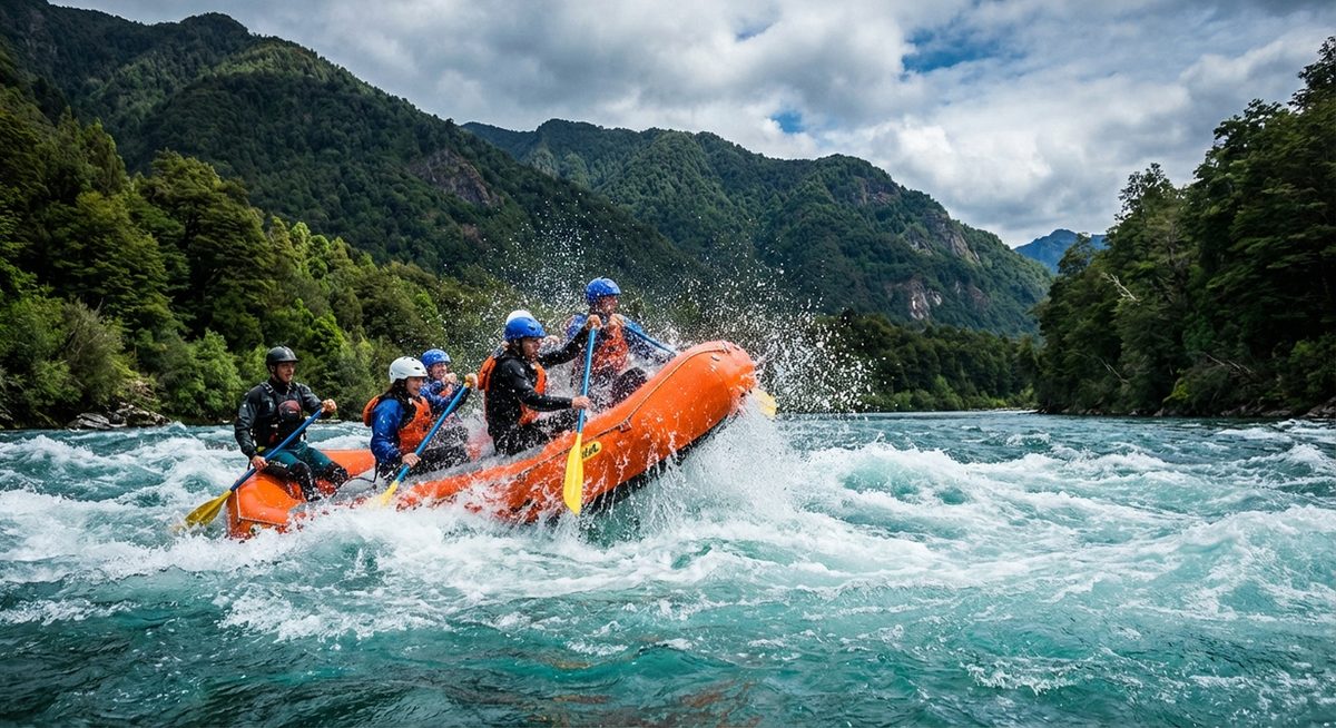 White water rafting on turquoise river