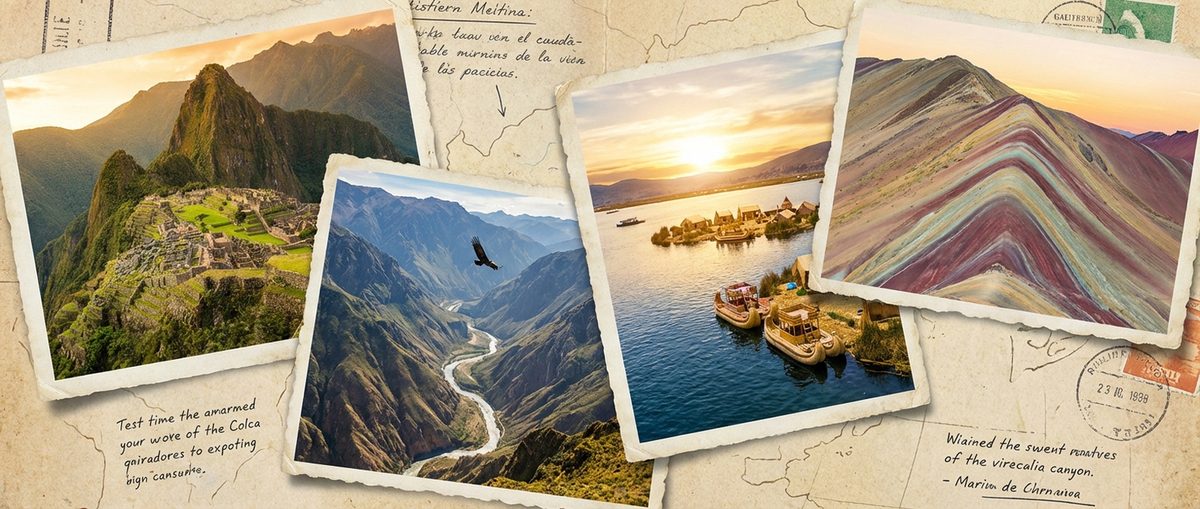 Panoramic collage of Peru's top travel destinations