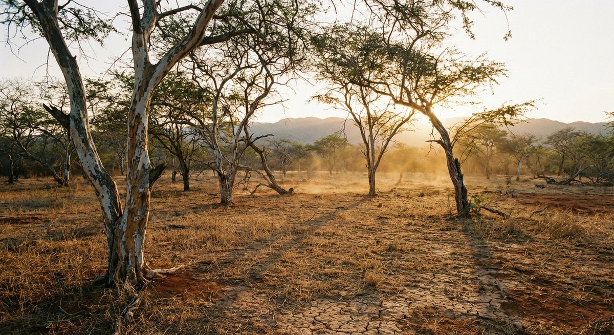 Dry tropical forest in Tumbes Peru where palo santo trees grow naturally